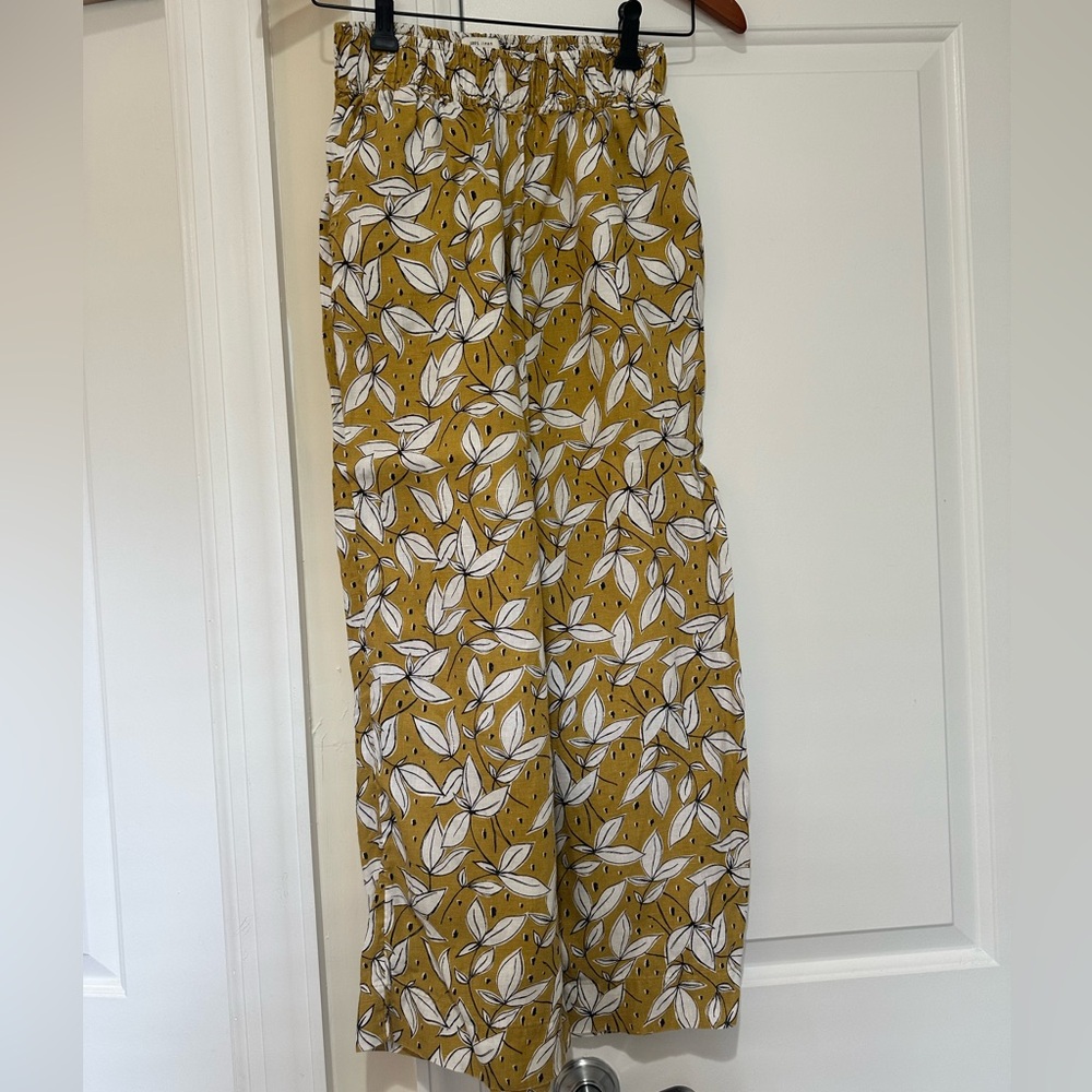 Rachel Zoe Mustard Floral Linen Pants